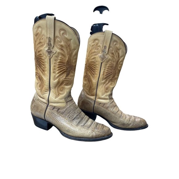 Jaca Made In Mexico Mens Beige Leather Western Mid Calf Boots Sz 10.5EE SKU 9511 - Picture 4 of 16